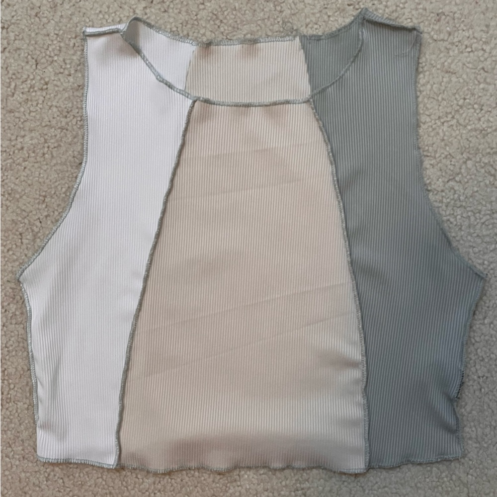 Multicolor cropped top with visible stitching